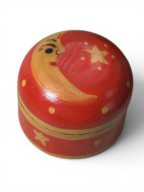 Hand-Painted Red Moon & Star Decorative Trinket Box